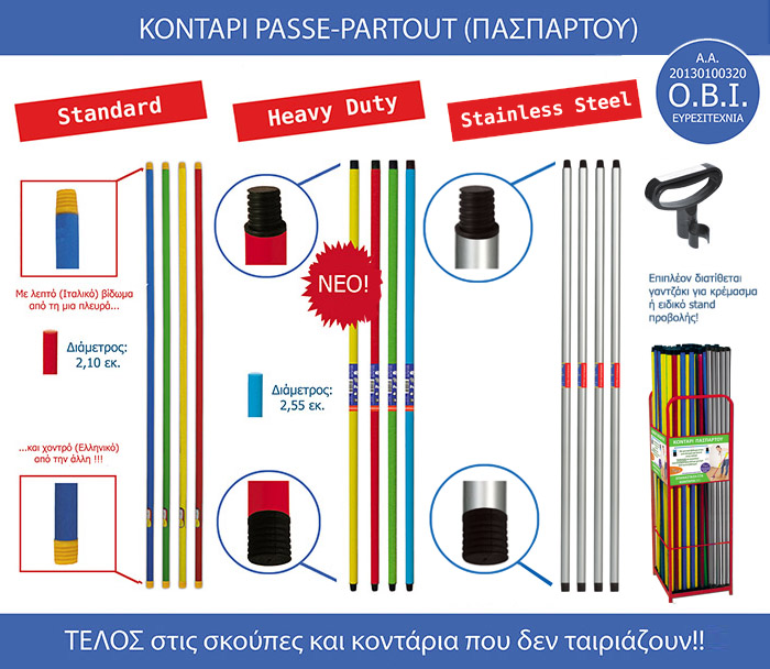 Κοντάρι πασπαρτού με διπλό βίδωμα